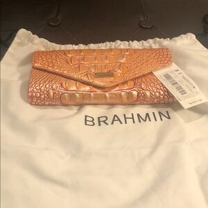 Brahmin Veronica Apricot Rose Clutch Wallet.